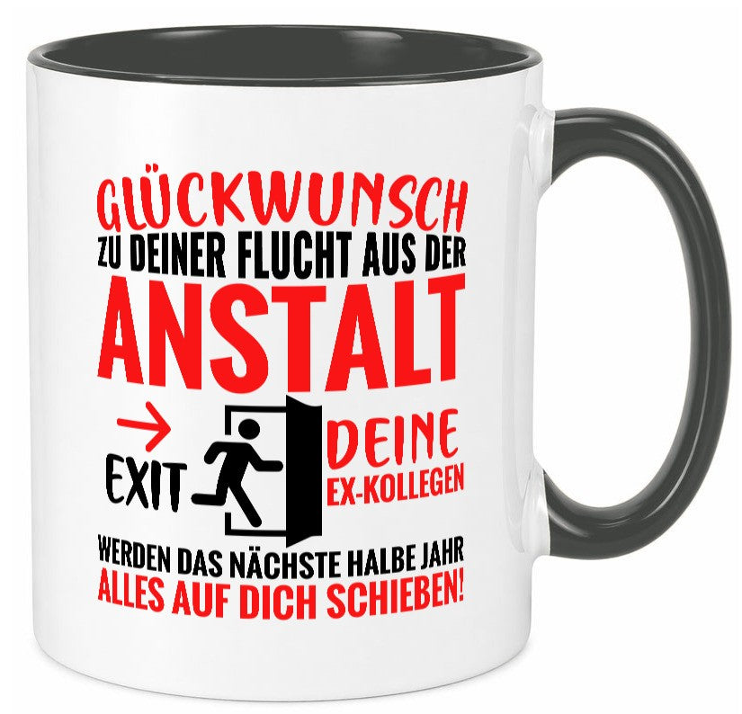 Glückwunsch zur Flucht | Abschied Arbeitskollegen Humor Arbeit Kollegen Büro Tasse