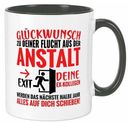 Glückwunsch zur Flucht | Abschied Arbeitskollegen Humor Arbeit Kollegen Büro Tasse