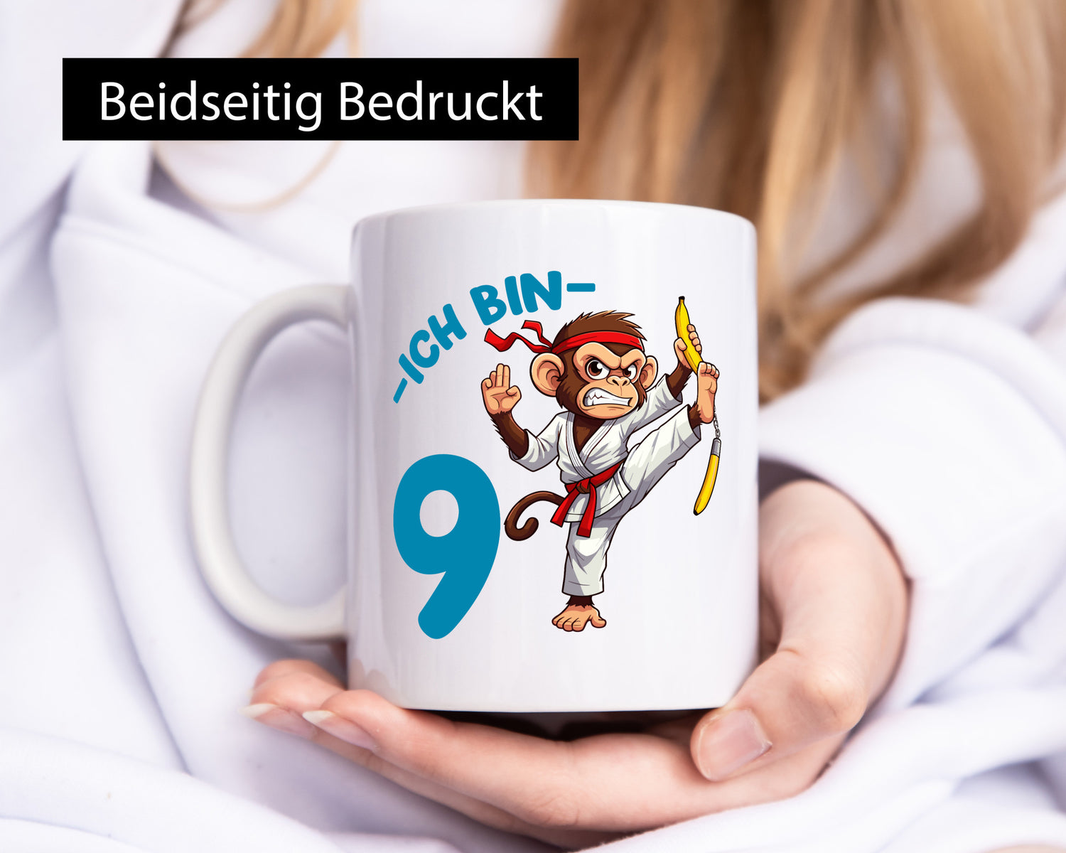 Ich bin 9 | 9. Geburtstag Karate Kampfsport Affe Geschenkidee Humor Tasse
