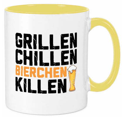 Grillen Chillen Bierchen Killen | Grillmeister Party Geschenk Humor Tasse