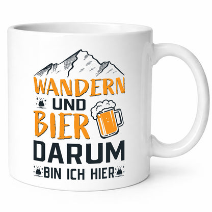 Wandern, Bier, darum hier | Berge Bierglas lustiger Spruch Geschenk Humor