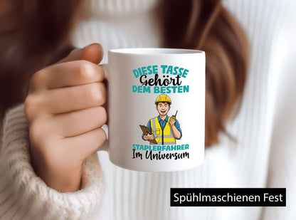 Im Universum: Staplerfahrer | Gabelstapler Fahrer Geschenkidee Humor Tasse