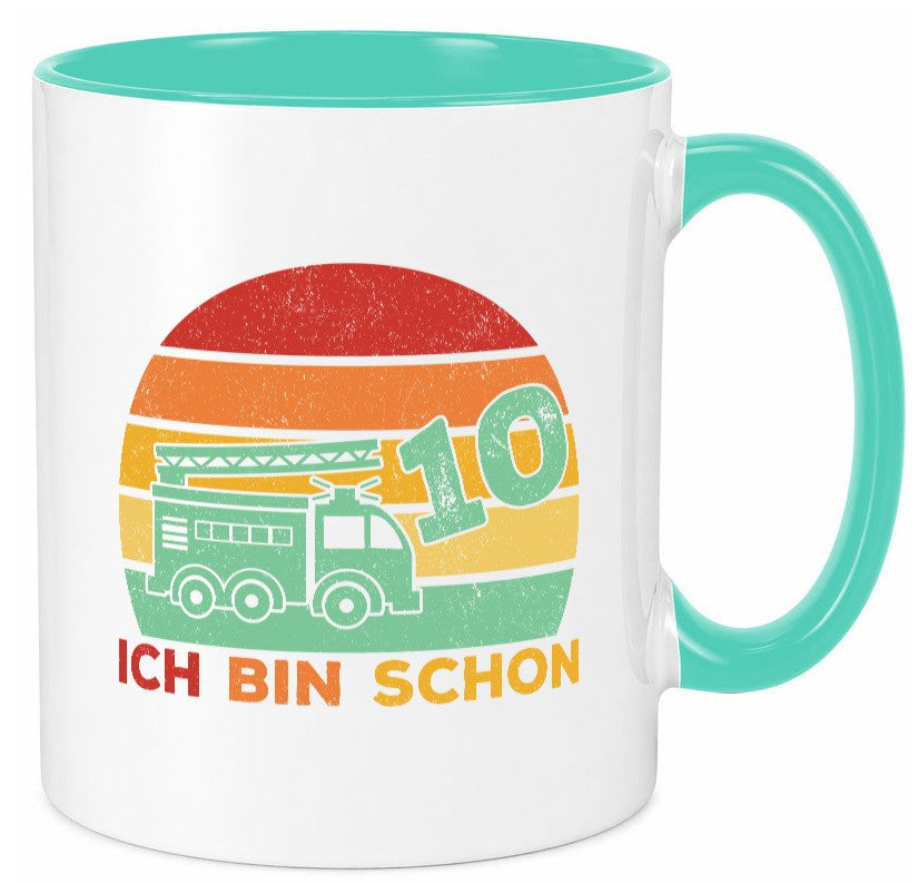 10. geburtstag | Feuerwehrauto 10 Jahre Feuerwehr lustiger Spruch Geschenk Tasse
