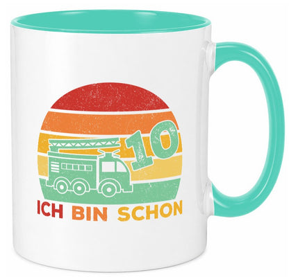 10. geburtstag | Feuerwehrauto 10 Jahre Feuerwehr lustiger Spruch Geschenk Tasse