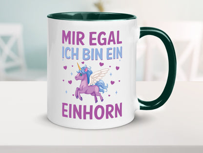 Mir egal, ich bin ein Einhorn| Herzen Geschenkidee Humor Tasse