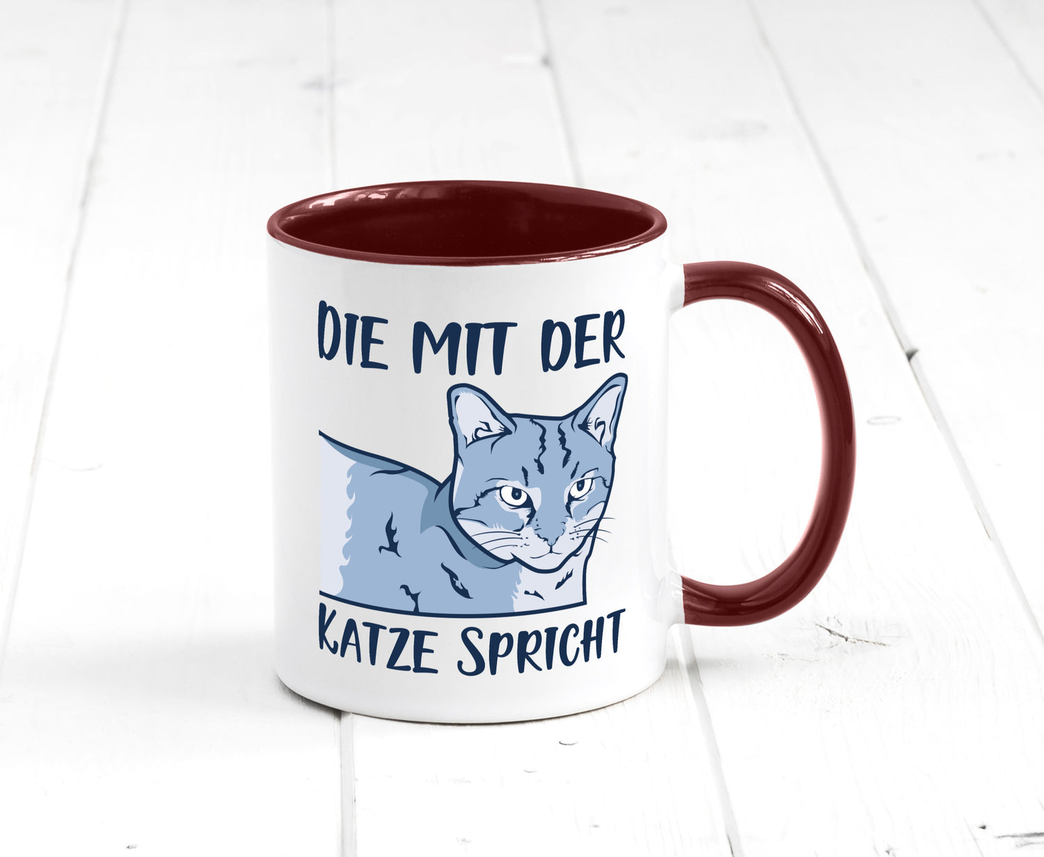 Die mit der Katze spricht | Humor Tierliebhaber Geschenkidee Tasse