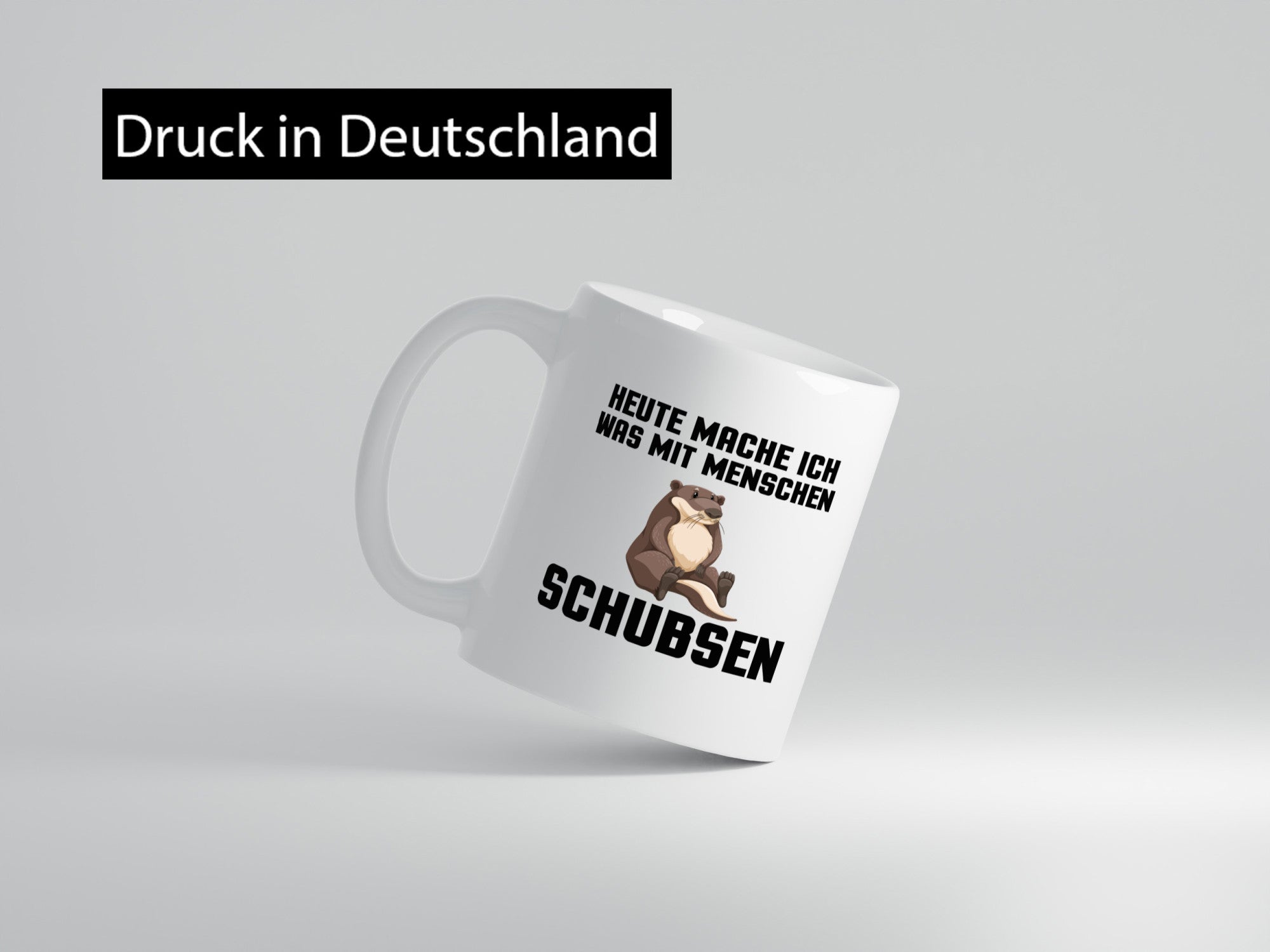 Menschen schubsen | Spruch Humor Otter Muffel Geschenkidee Tasse