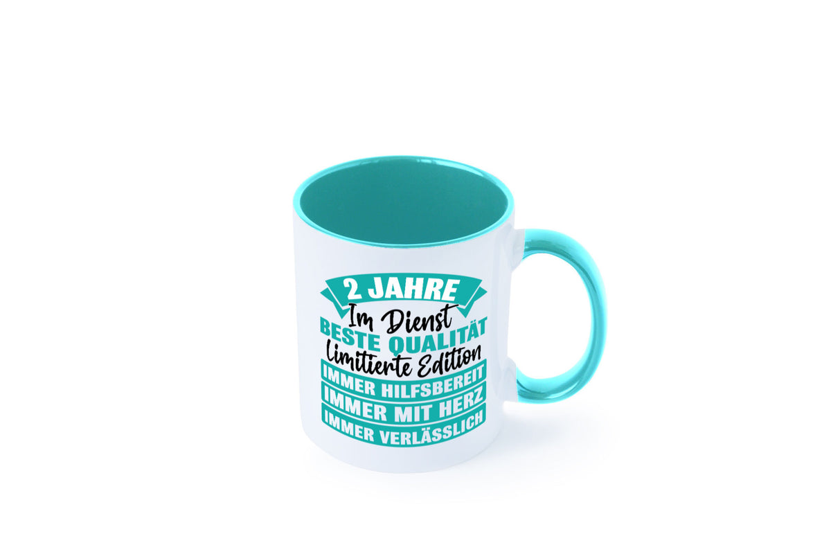 2 Jahre im Dienst | Jubiläum Arbeit v2 Geschenk Kollegen Büro lustiger Spruch Tasse