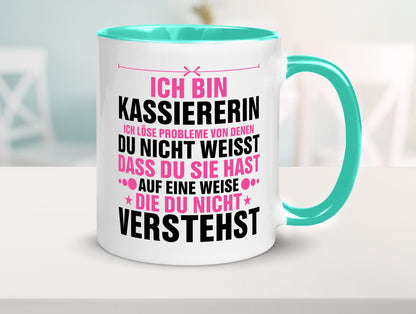 Löse Probleme: Kassiererin v2 lustiger Spruch Geschenk Humor Geschenkidee Tasse