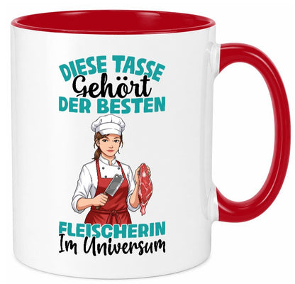 Im Universum: Fleischerin | Schlachterei lustiger Spruch Geschenk Humor Tasse