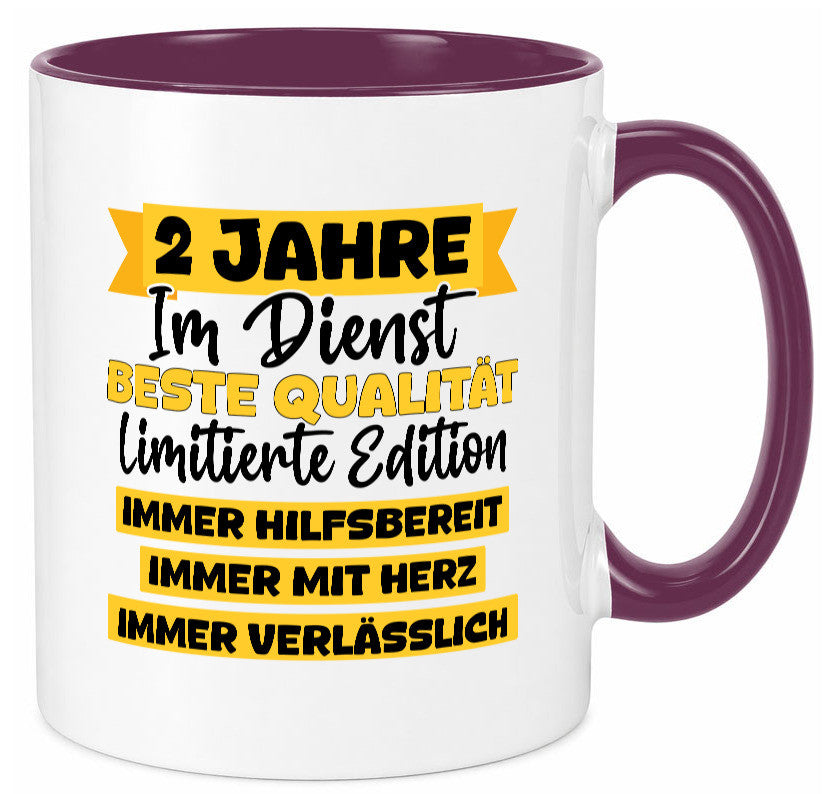 2 Jahre im Dienst | Jubiläum Arbeit v8 lustiger Spruch Geschenk Kollegen Büro