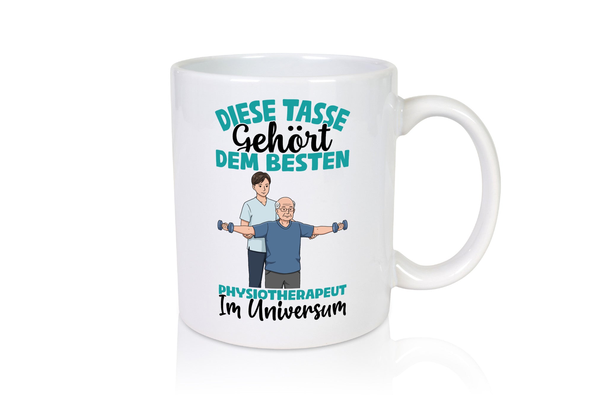 Im Universum: Physiotherapeut Geschenkidee Humor Tasse