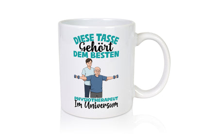 Im Universum: Physiotherapeut Geschenkidee Humor Tasse