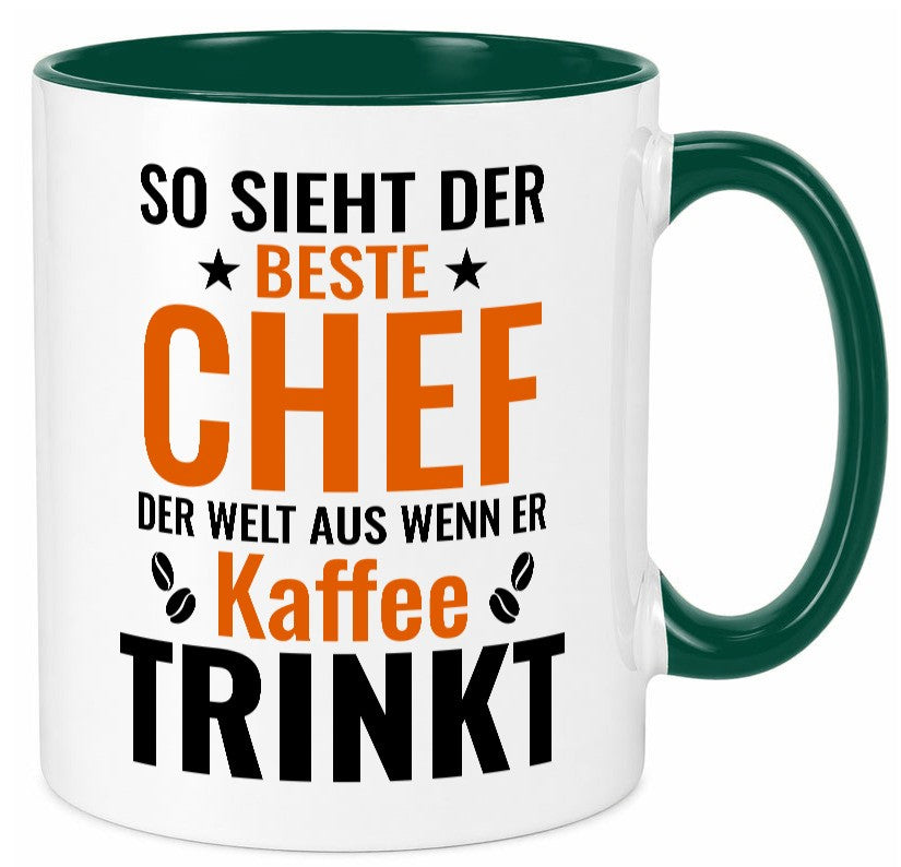 Kaffee trinkt: Chef | Führungskraft Vorgesetzter Humor Arbeit Kollegen Büro Tasse
