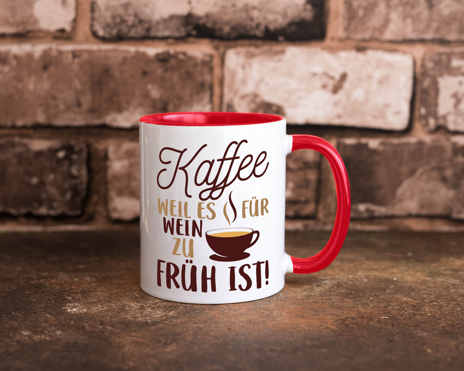 Weil es für Wein zu früh ist | Kaffeetrinker Herzschlag Humor Geschenkidee Tasse