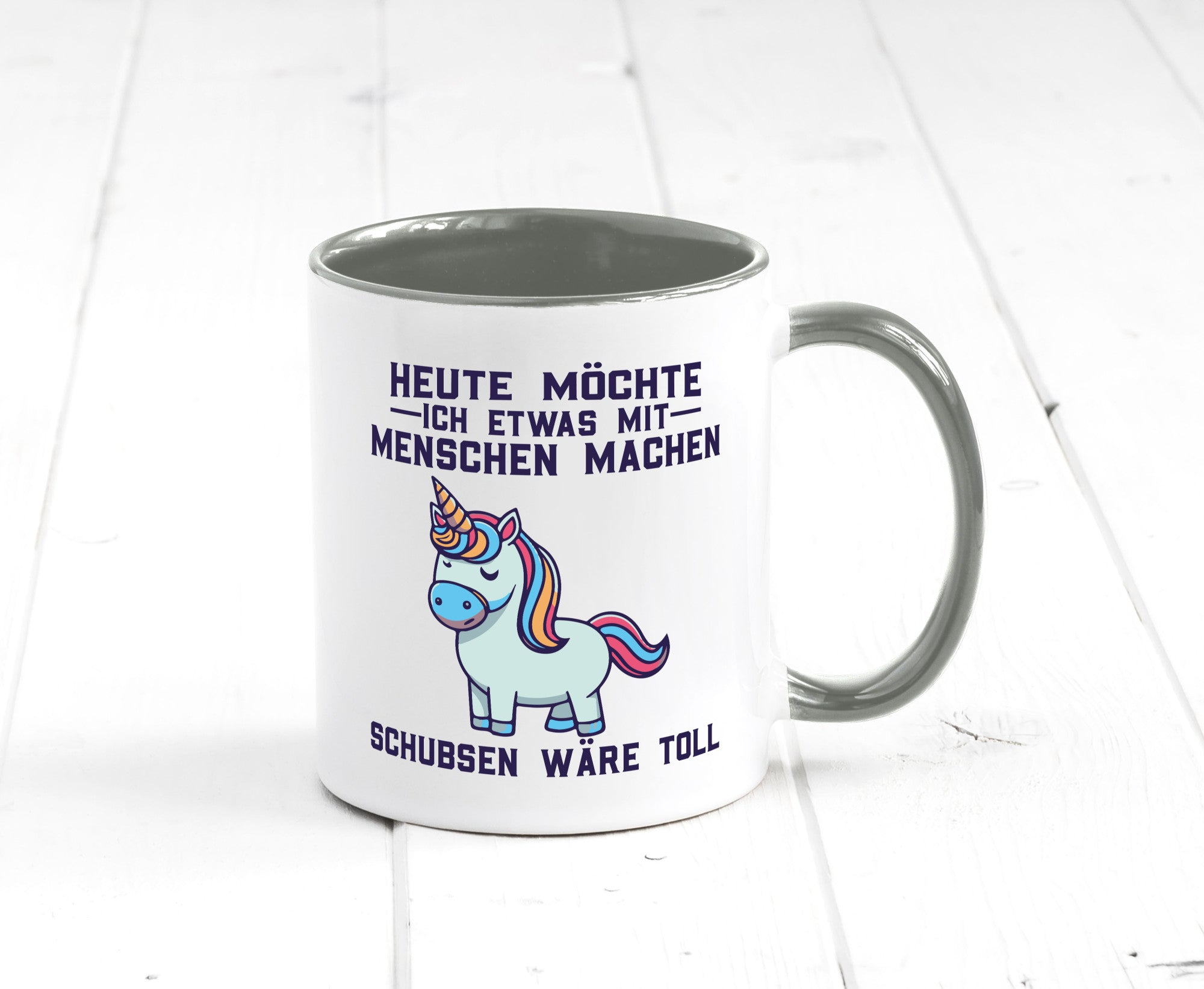 Heute möchte ich Menschen schubsen | Einhorn v2 Geschenk Humor Geschenkidee
