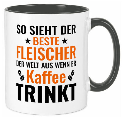 Kaffee trinkt: Fleischer | Schlachterei Humor Geschenkidee Tasse