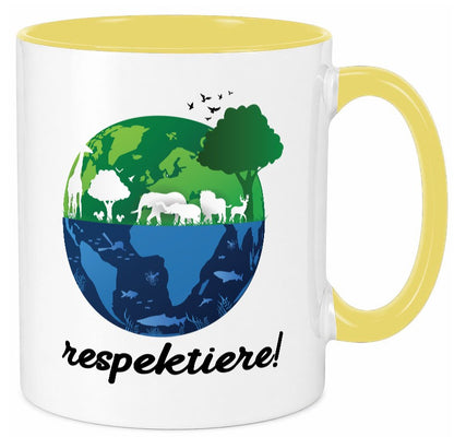 Respektiere | Tiere mit Respekt behandeln lustiger Spruch Geschenk Tasse