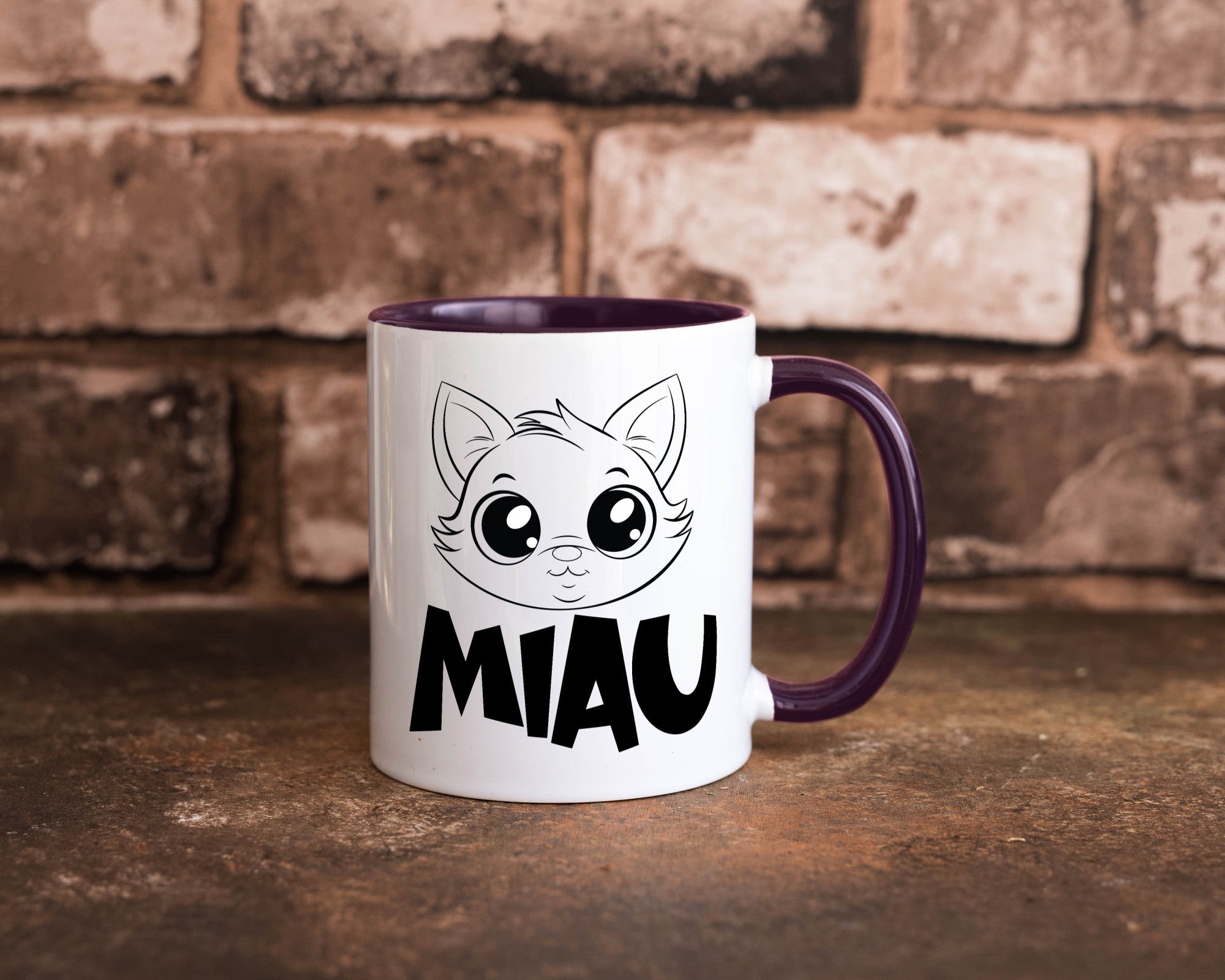 Miau | Katze Geschenkidee Tierliebhaber Humor Tasse