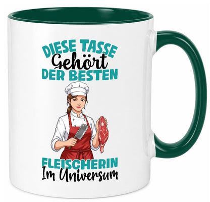 Im Universum: Fleischerin | Schlachterei lustiger Spruch Geschenk Humor Tasse