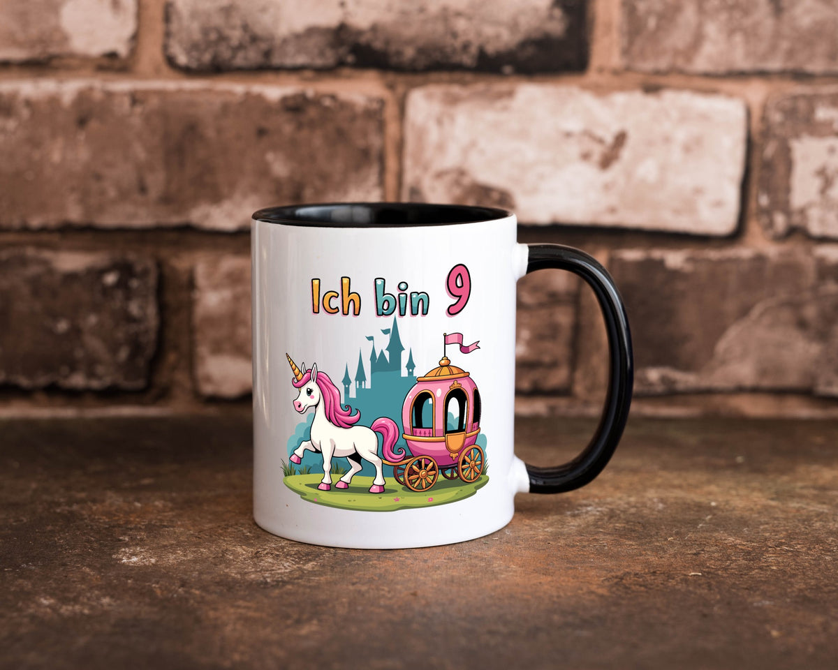 9. Geburtstag | Prinzessin in Kutsche Einhorn Geschenkidee Humor Tasse