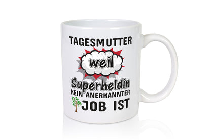 Tagesmutter Superheldin | Beruf Tasse Kinderzeichnung Geschenkidee Familie Humor