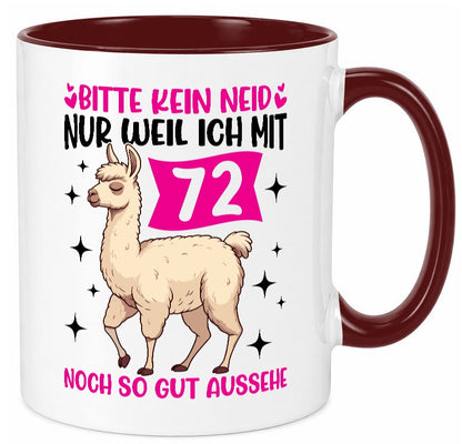 72. Geburtstag | 72 Jahre Lama gut aussehen Geschenk Geschenkidee lustiger Tasse