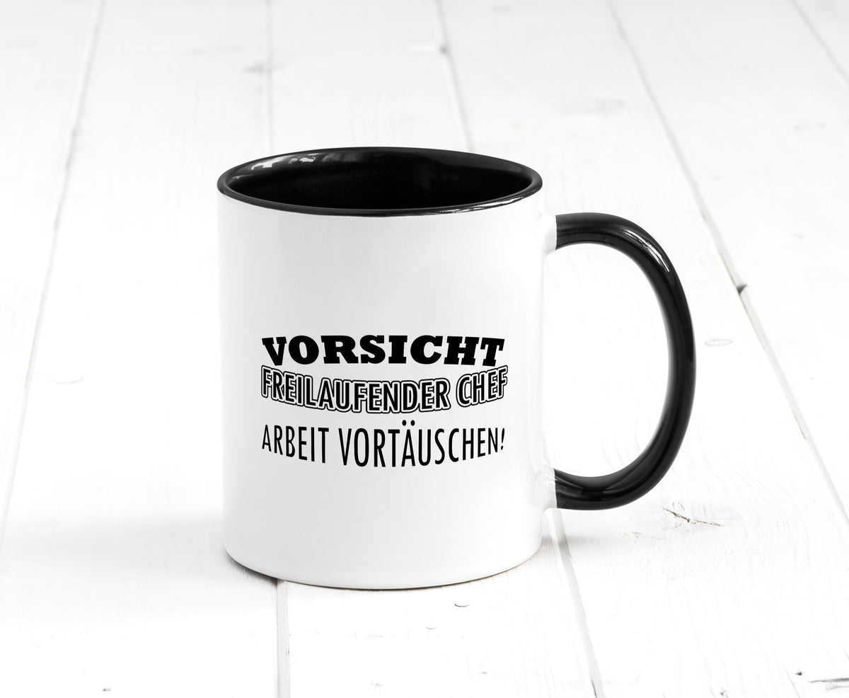 Freilaufender Chef lustig Arbeit Kollegen Büro Geschenk Tasse