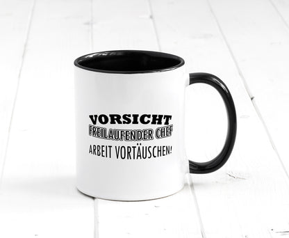 Freilaufender Chef lustig Arbeit Kollegen Büro Geschenk Tasse