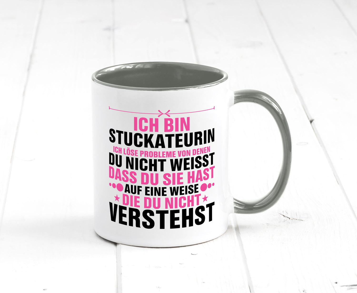 Löse Probleme: Stuckateurin | Innenausbau Humor Geschenkidee Tasse