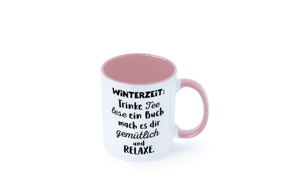 Winterzeit Trinke Tee und mach es dir Gemütlich Geschenkidee Humor Tasse