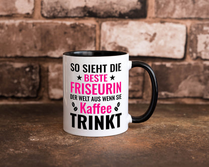 Kaffee trinkt: Friseurin | Friseuse Frisörin lustig Humor Geschenkidee Geschenk