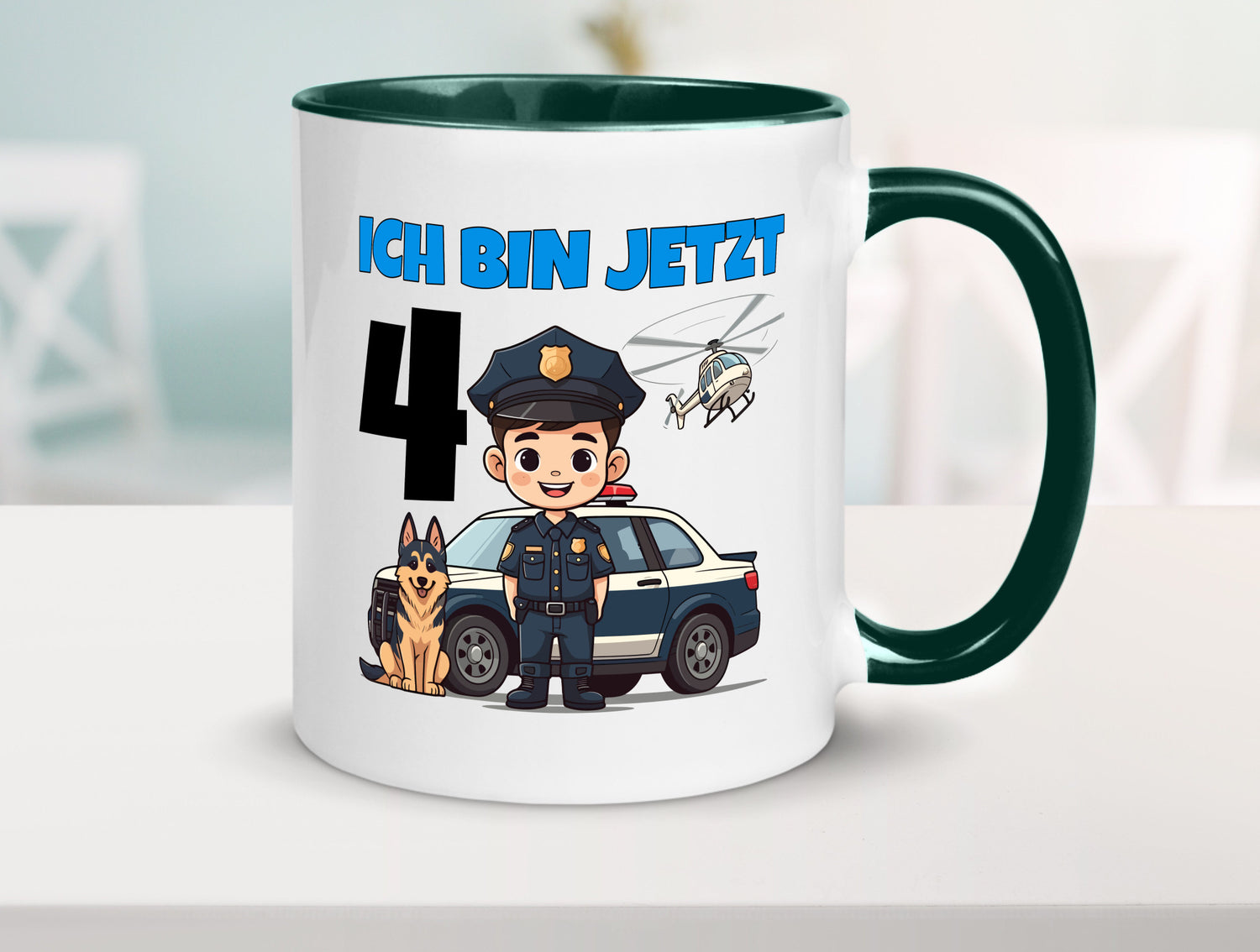 4. Geburtstag | 4 Jahre Polizei Kind Polizeiauto Humor Geschenkidee Tasse