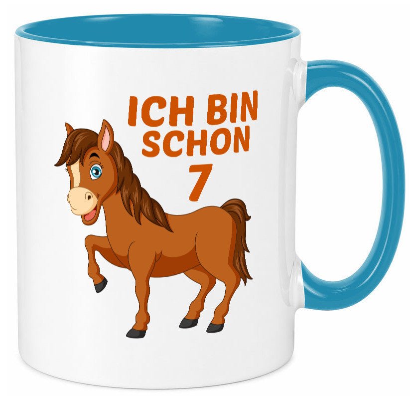 7. Geburtstag | Ich bin schon 7 Pferde Pony Humor Geschenkidee Tasse