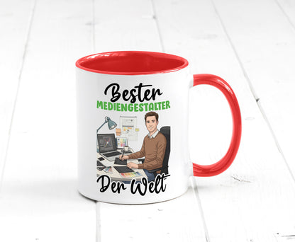 Bester Mediengestalter | Medien v2 Geschenk Humor Geschenkidee lustiger Spruch Tasse