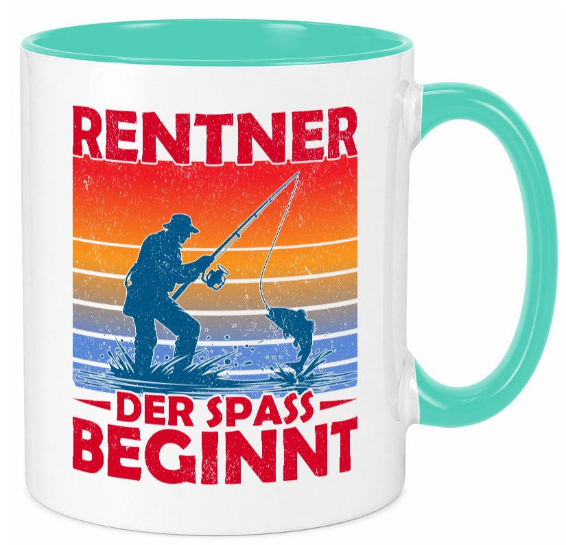Rentner der spaß beginnt | Ruhestand Angler Angeln lustig Jubiläum Geschenk Tasse