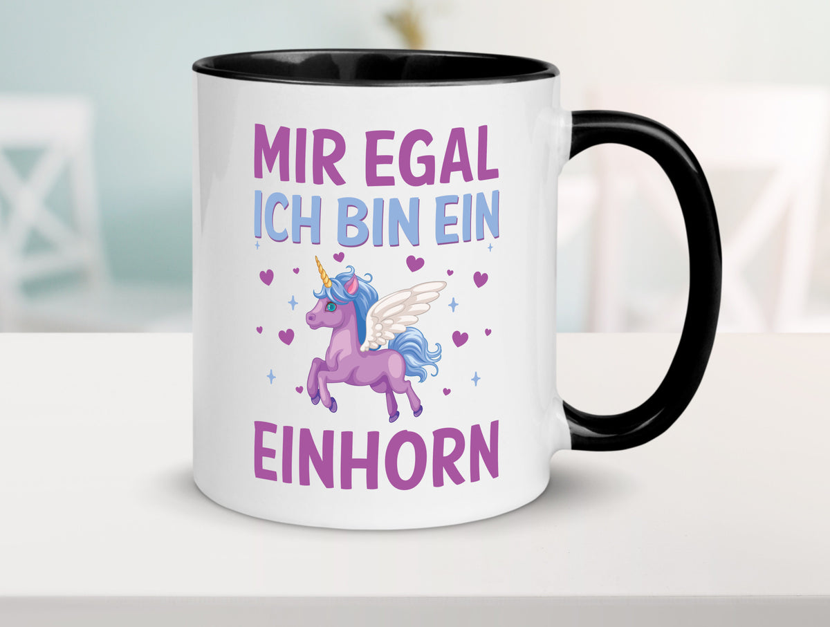 Mir egal, ich bin ein Einhorn| Herzen Geschenkidee Humor Tasse