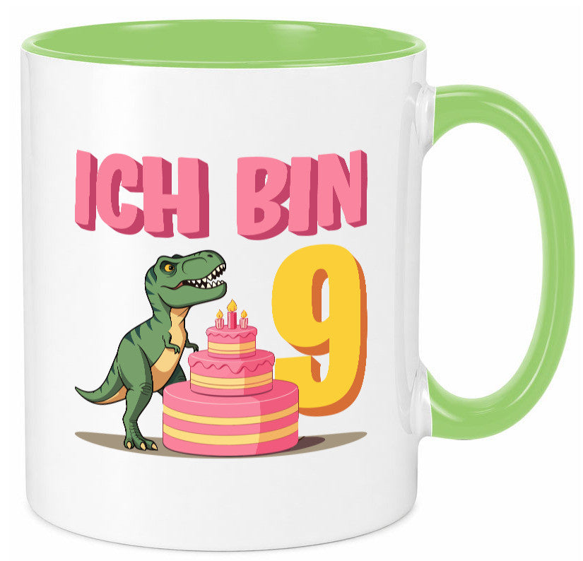 9 Geburtstag | Jahre Dinosaurier mit Kuchen Geschenk Geschenkidee lustiger Tasse