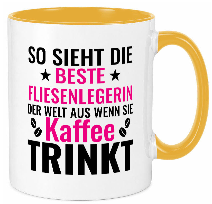 Kaffee trinkt: Fliesenlegerin | Fliesenlegen Bau Humor Geschenkidee Tasse