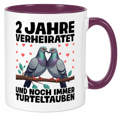 2 Jahre verheiratet | Turteltauben Ehe Ehepaar lustig Humor Geschenkidee Tasse