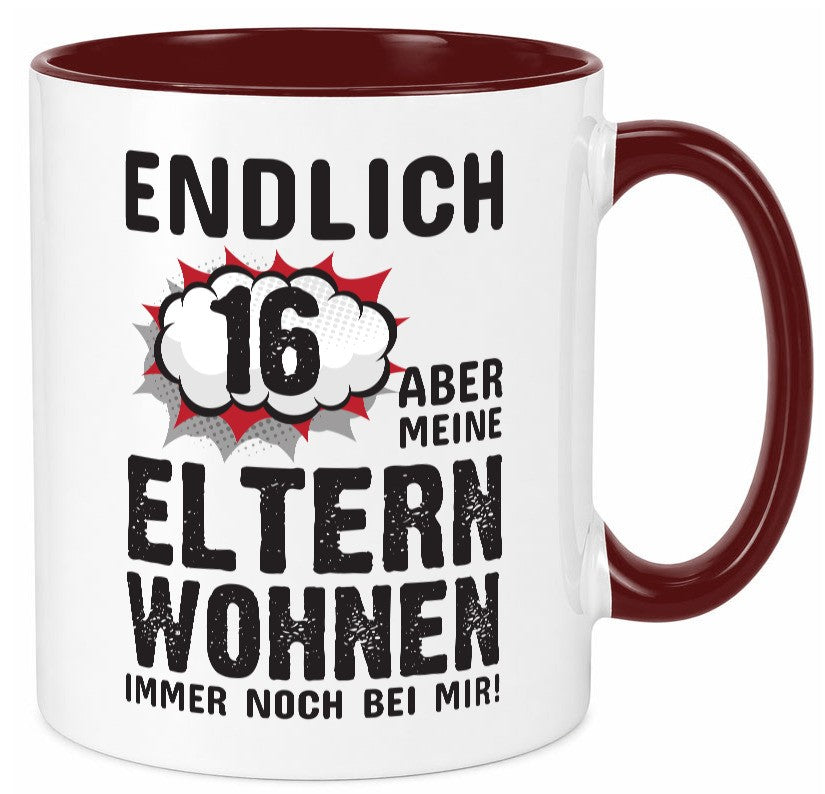 Endlich 16 | Geburtstag Tasse lustiges Statement lustiger Spruch Geschenk