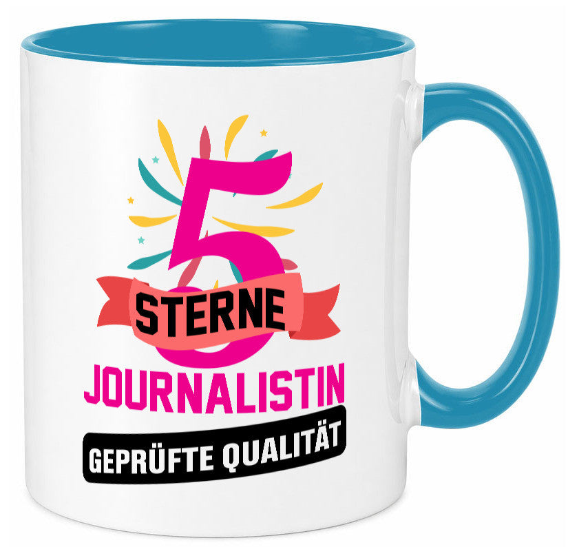 5 Sterne Journalist geprüfte Qualität Humor Geschenkidee Tasse