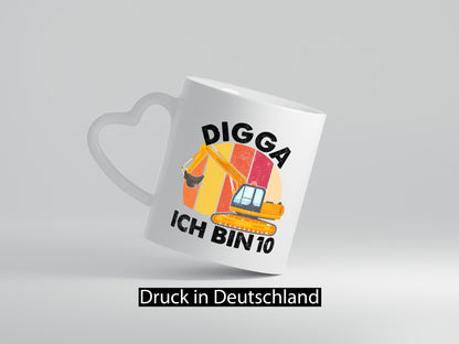 10. Geburtstag | 10 Jahre Bagger Digga lustig Geschenkidee Geschenk Tasse