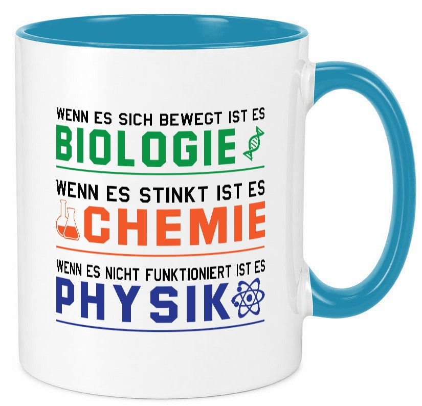 Biologie, Chemie, Physik | Reagenzglas lustig Humor Geschenkidee Geschenk Tasse