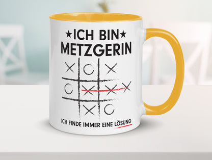 Löse Probleme: Metzgerin | Fleischerin Humor Geschenkidee Tasse