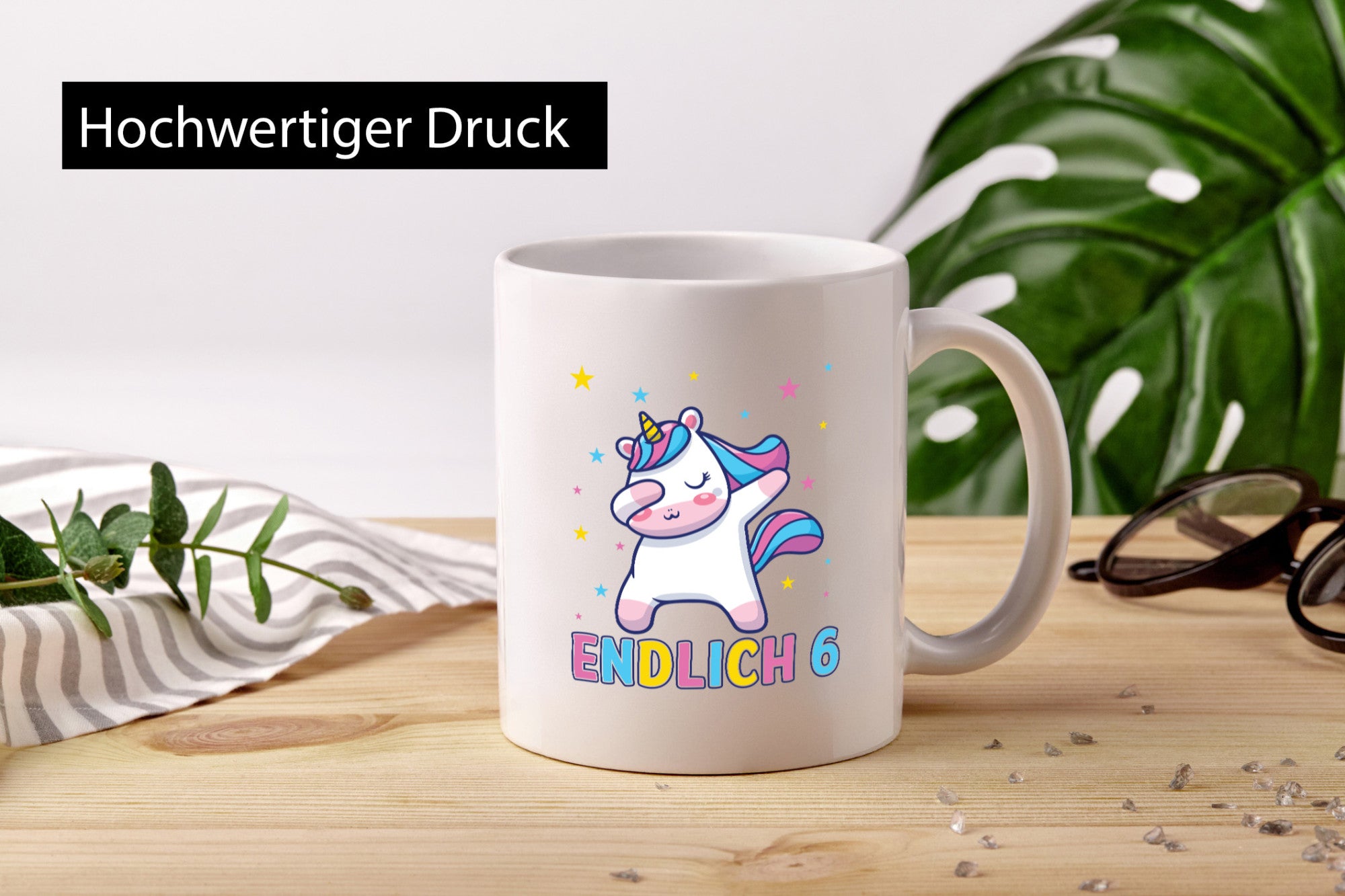 Endlich 6 | Einhorn Sterne lustiger Spruch Geschenk Humor Geschenkidee Tasse