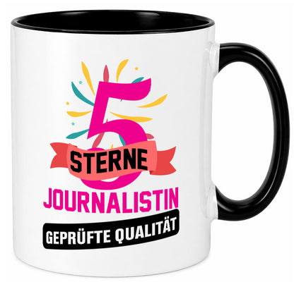 5 Sterne Journalist geprüfte Qualität Humor Geschenkidee Tasse