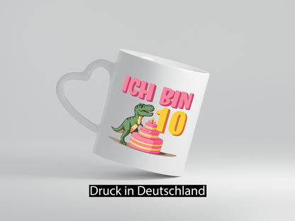 10 Geburtstag | Jahre Dinosaurier mit Kuchen Humor Geschenkidee Tasse