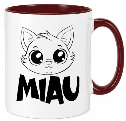 Miau | Katze Geschenkidee Tierliebhaber Humor Tasse
