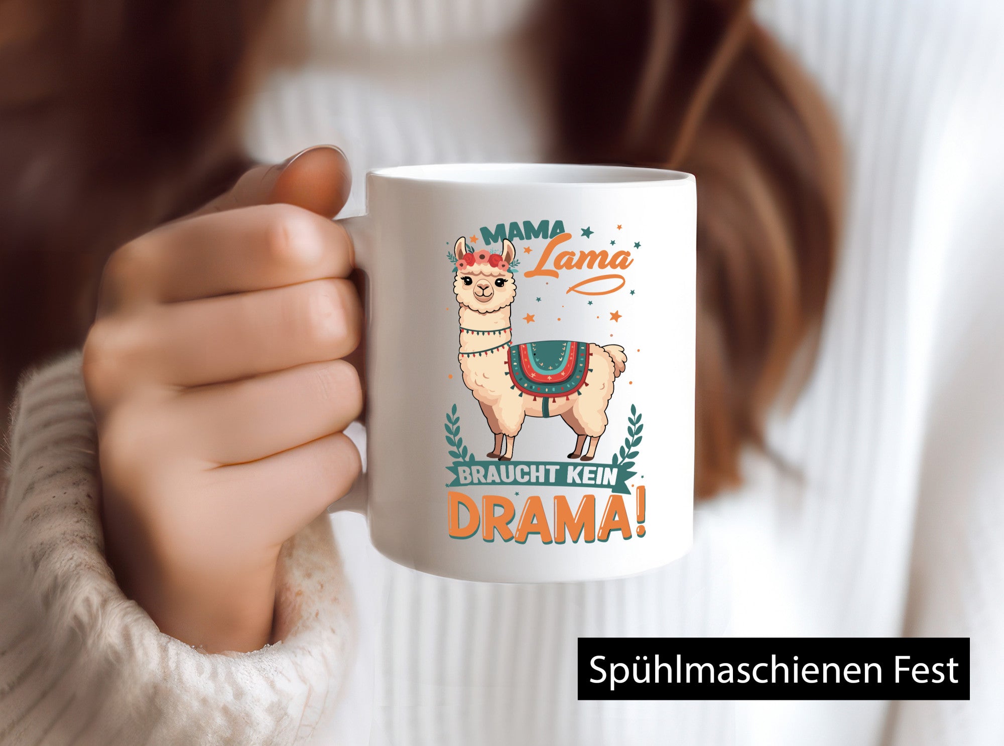 Mama Lama braucht kein Drama | Muttertag Humor Familie Geschenkidee Tasse
